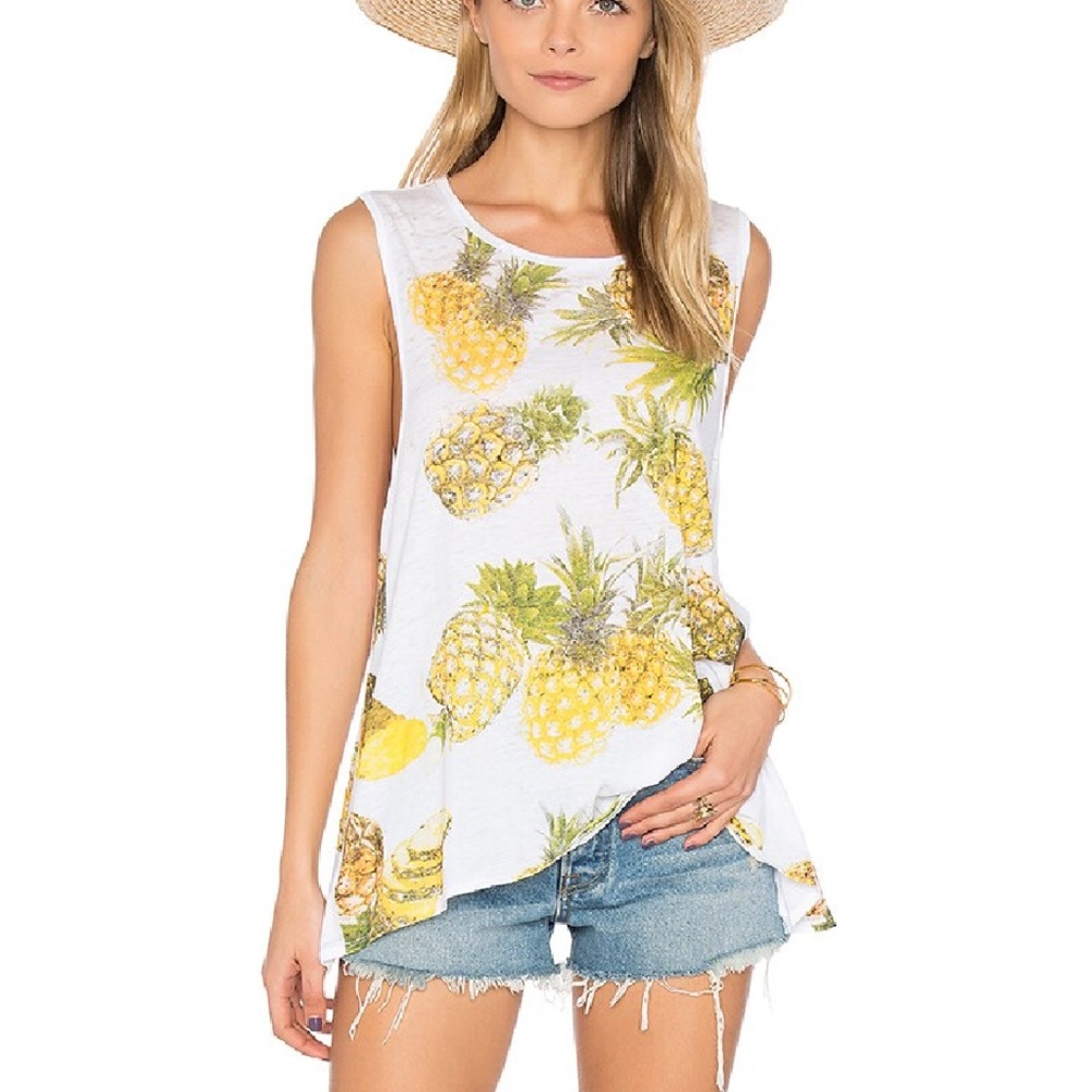 Chaser Pineapples Flounce Tank Top